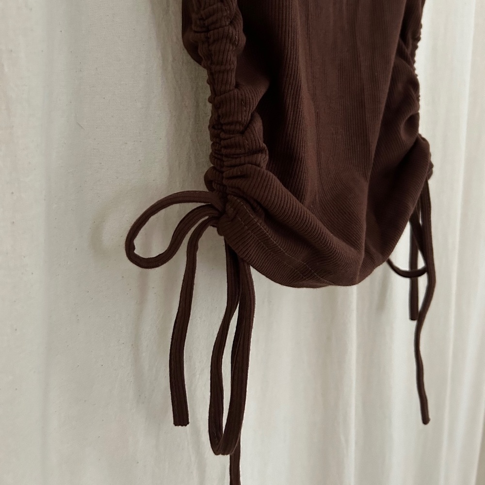 Brown Ribbed Tank with side ties - Picture 3 of 5